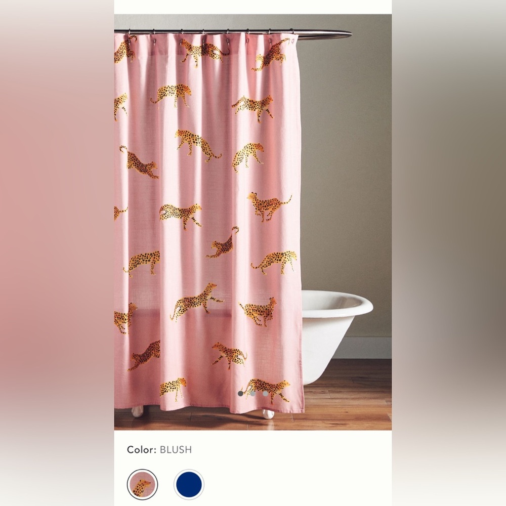 Anthropologie Pink Leopard Print Shower Curtain